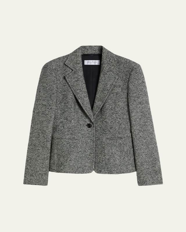 Salmone Single-Breasted Tweed Blazer Jacket